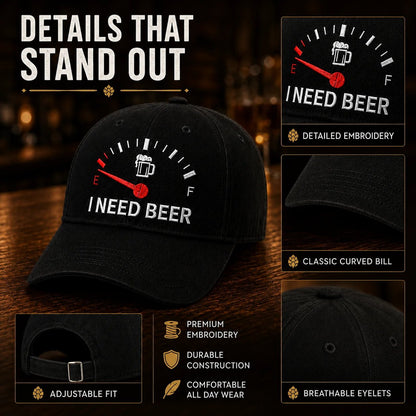 🔥LAST DAY 49% OFF - 🍺 ‘I NEED BEER’ embroidered baseball cap – Unisex memorial cap🧢