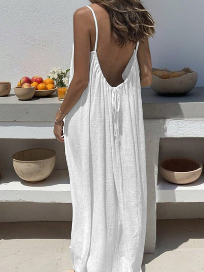 Women's Solid Color Backless Cami Dress