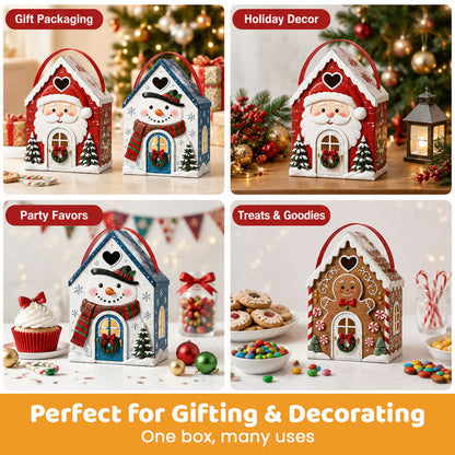 Christmas Cottage Handle Gift Box – 3D Festive Candy & Cookie Gift Packaging Box
