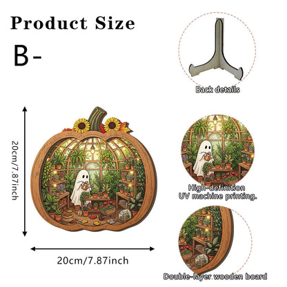 👻 Enchanting Halloween pumpkin decorations with ghosts | Cozy wooden table decorations with charming motifs