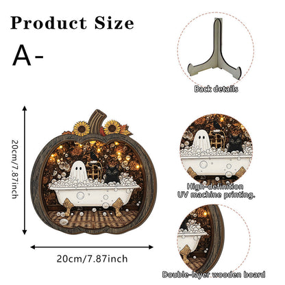 👻 Enchanting Halloween pumpkin decorations with ghosts | Cozy wooden table decorations with charming motifs