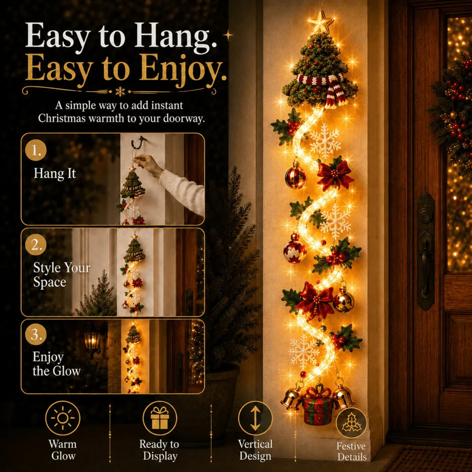 ⏳ Last day with 49% off – 🎄MerryCascade™ illuminated Christmas door hanger | 6 festive light designs✨