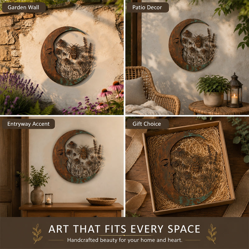 🌙Enchanted Moon Garden Wall Art – Vintage Nature Inspired Metal Wall Decor