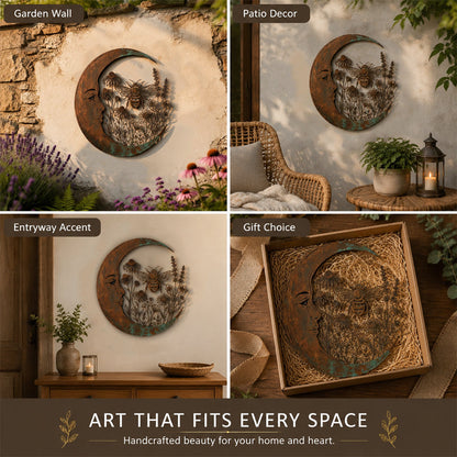 🌙Enchanted Moon Garden Wall Art – Vintage Nature Inspired Metal Wall Decor