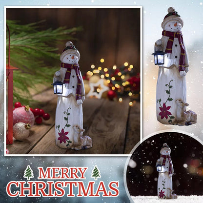 🎄Woodland Snowman med elektronisk lampa