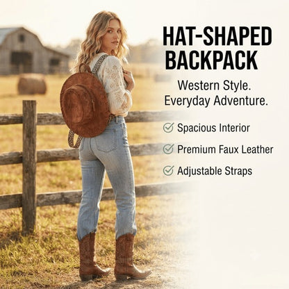 🔥🤠Backpack designed to look like a Western cowgirl hat👜