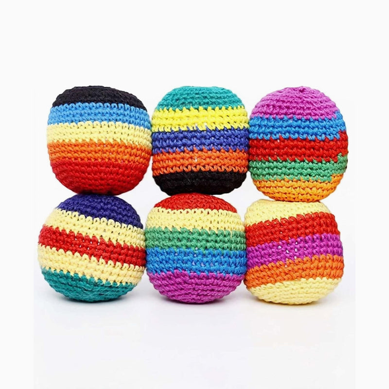 Multi-Pattern Hand-Knitted Hacky Sack Set