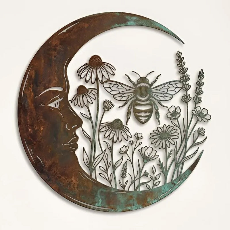 🌙Enchanted Moon Garden Wall Art – Vintage Nature Inspired Metal Wall Decor