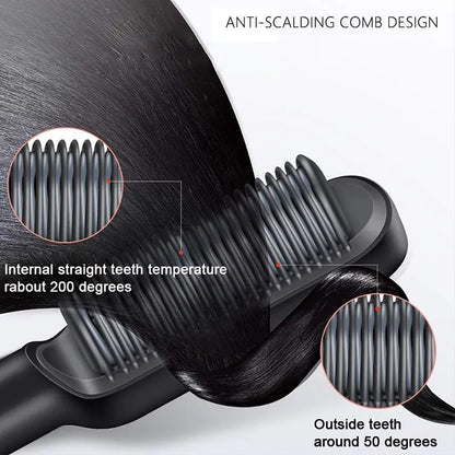 Curl Straight Hair 2 -in -1 -Hot Luftkammad jonisk rak hårkam är torr och våt