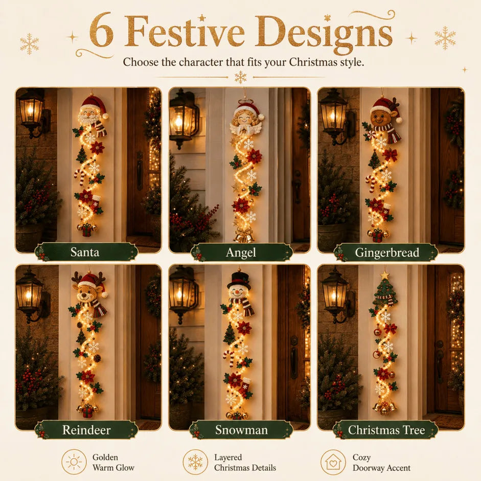 ⏳ Last day with 49% off – 🎄MerryCascade™ illuminated Christmas door hanger | 6 festive light designs✨