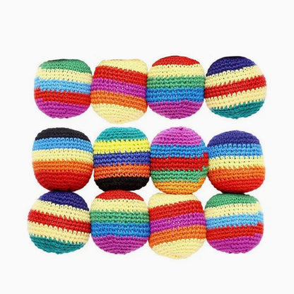 Multi-Pattern Hand-Knitted Hacky Sack Set