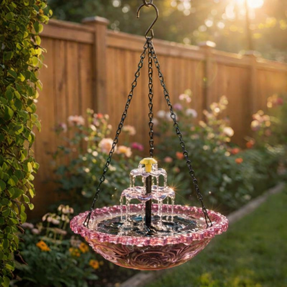 Solar Cascade hanging bird bath fountain