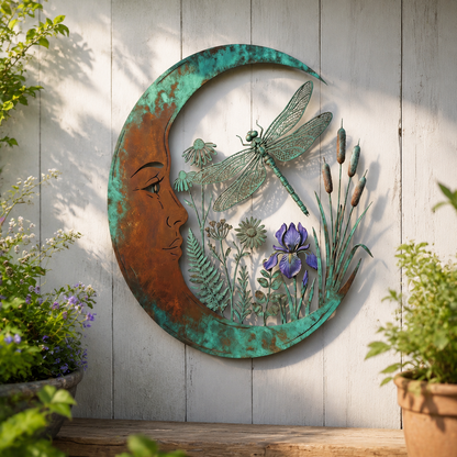 🌙Enchanted Moon Garden Wall Art – Vintage Nature Inspired Metal Wall Decor