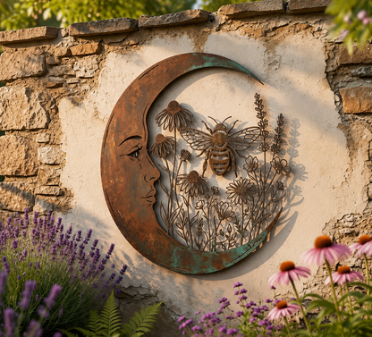 🌙Enchanted Moon Garden Wall Art – Vintage Nature Inspired Metal Wall Decor