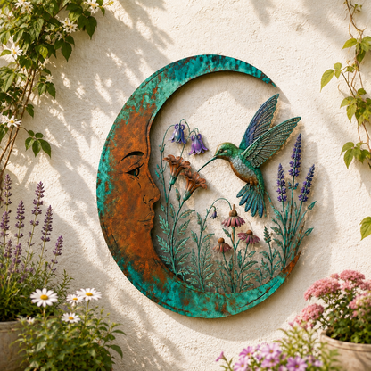 🌙Enchanted Moon Garden Wall Art – Vintage Nature Inspired Metal Wall Decor