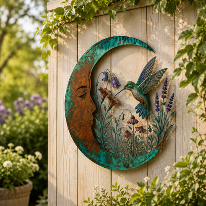 🌙Enchanted Moon Garden Wall Art – Vintage Nature Inspired Metal Wall Decor
