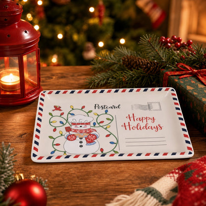 🎄🍪 Vintage Christmas Postcard Platter | Write Custom Holiday Messages, Serve Cookies & Festive Treats | Gift-Ready Packaging 🎅🎁