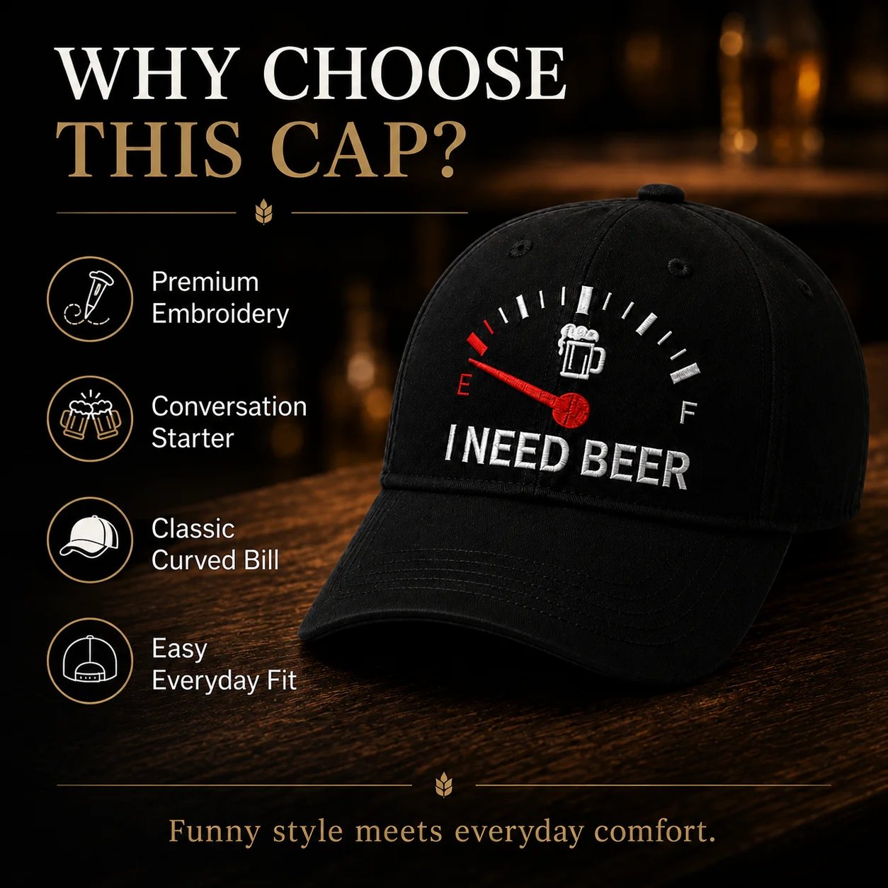 🔥LAST DAY 49% OFF - 🍺 ‘I NEED BEER’ embroidered baseball cap – Unisex memorial cap🧢
