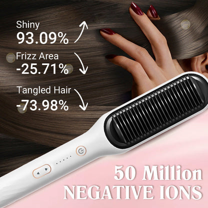 Curl Straight Hair 2 -in -1 -Hot Luftkammad jonisk rak hårkam är torr och våt