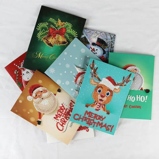 🎅5D diamantmålning julkort nya ankomst (8-pack)