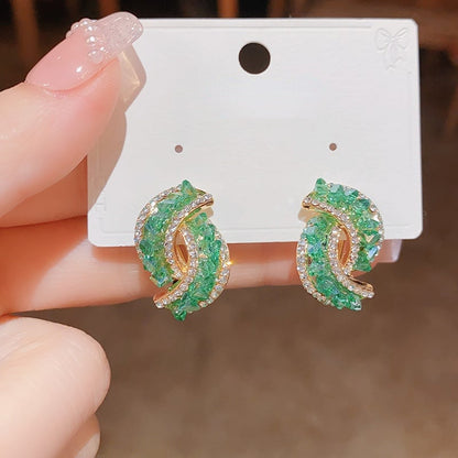 💖 49% rabatt -💕Fashion Cross Green Crystal örhängen