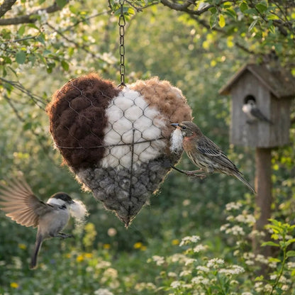 🕊️ Handmade birdhouse made of alpaca fiber in the shape of a hear