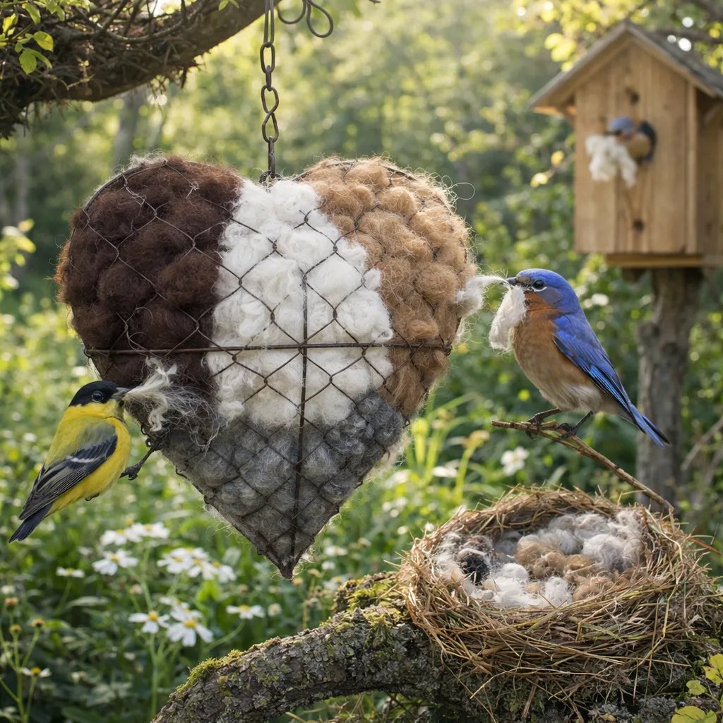 🕊️ Handmade birdhouse made of alpaca fiber in the shape of a hear