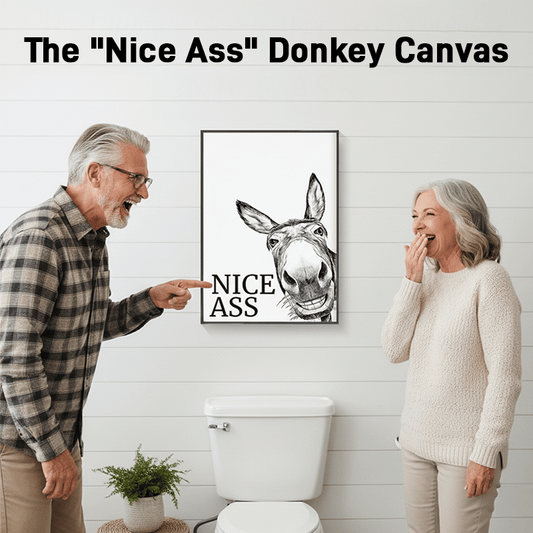 The "Nice Ass" Cheeky Donkey Bathroom Canvas Art Hidden Humour for Pure Jo