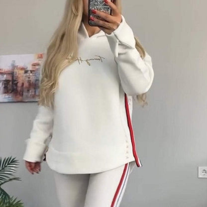 ✨Långärmad Randig Luvtröja Och Byxor För Kvinnor💖