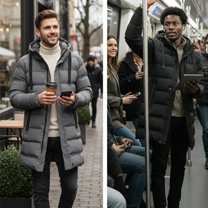 ⌛50% Off Everything! ⏰ Men's Quilted Jacket With Hood, Medium Length 🔥