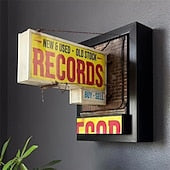 Retro vägglampa för skivaffär, klasisk väggdekoration för vinylskivor, estetisk LED-ljusskylt i retrostil, present till skivsamlare och musikälskar